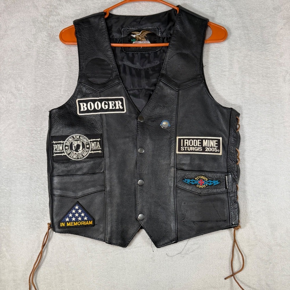 Jamin Leather Men Motorcycle Vest Harley Davidson 100th Anniversary Sturgis 2005